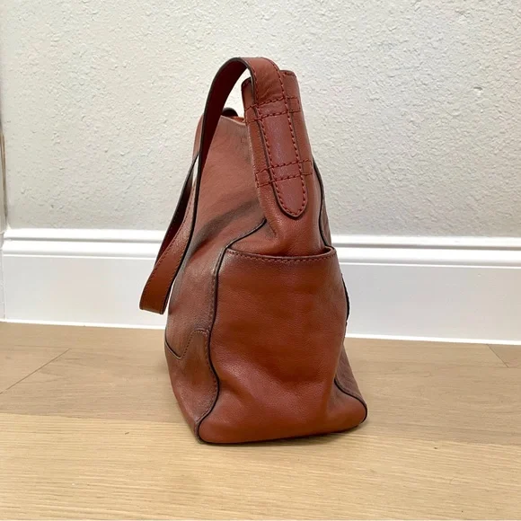 Frye Leather Side Pocket Hobo Bag in Cognac - Picture 4 of 7